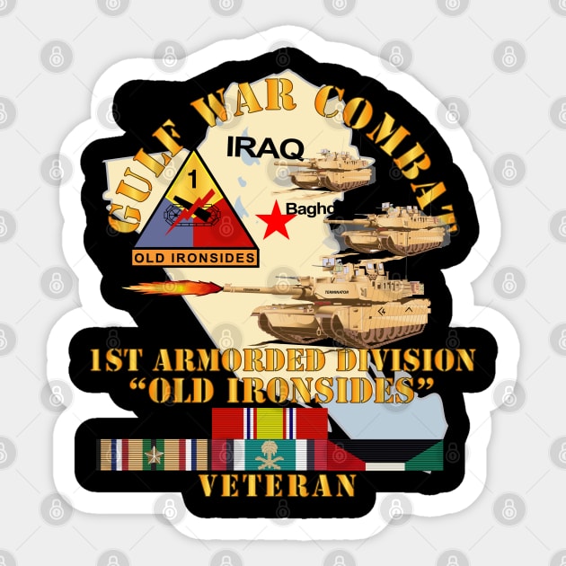 Gulf War Combat Armor Vet w 1st Armored Division Sticker by twix123844